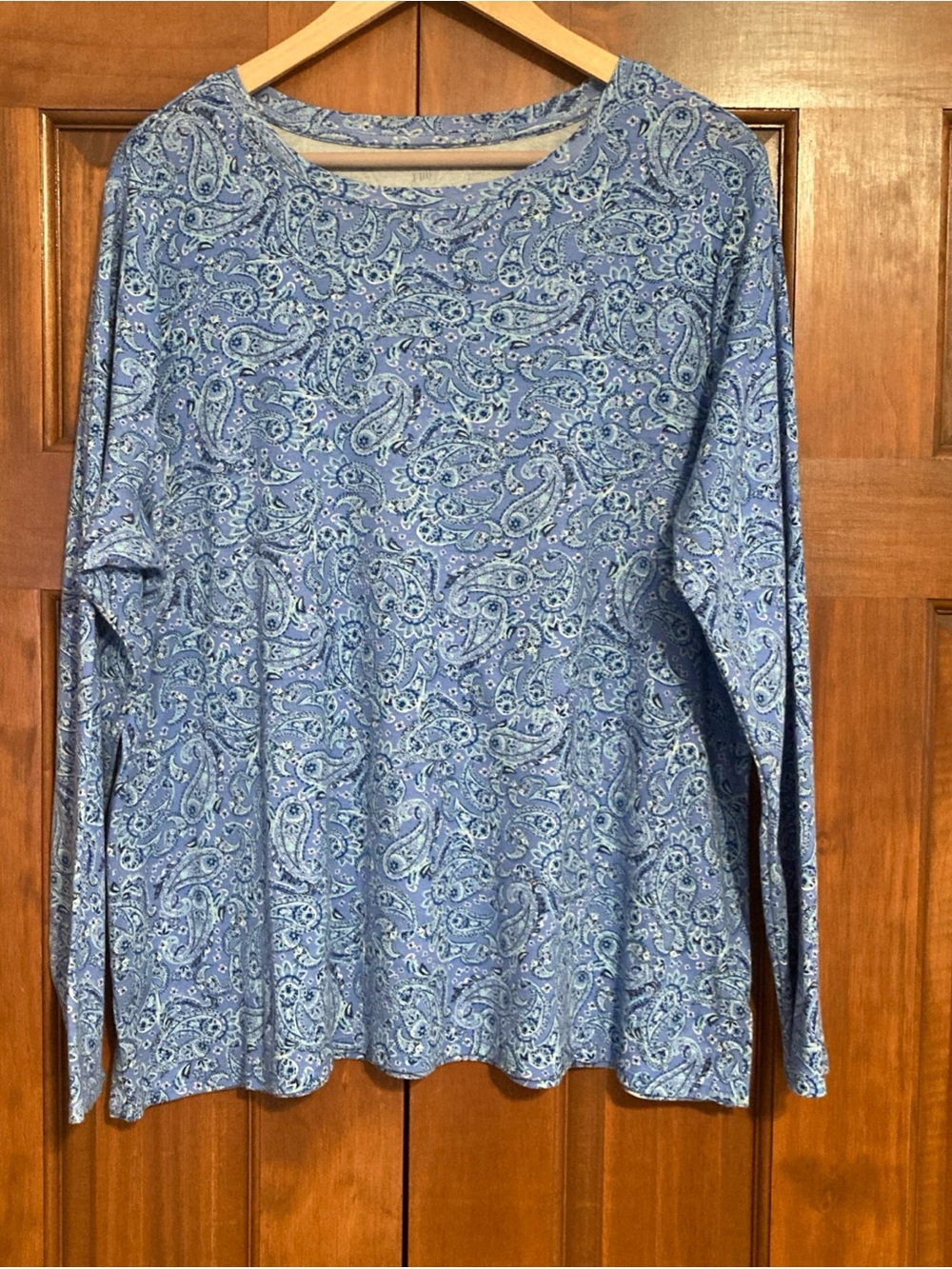 J. Jill Blue Paisley Long-Sleeve Tee shirt Pima cotton women’s XL